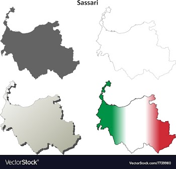 Sassari blank detailed outline map set vector image