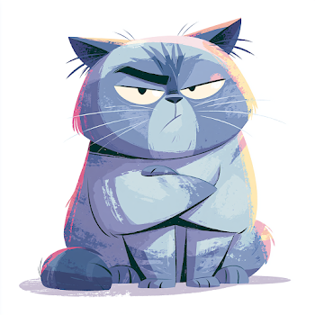 Sassy Cartoon Cat with Unimpressed Expression