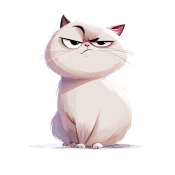 Sassy Cartoon Cat with Unimpressed Expression