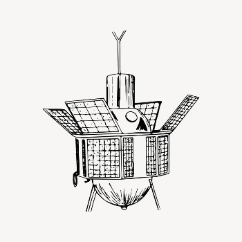 Satellite clipart, drawing illustration vector. | Free Vector Illustration - rawpixel