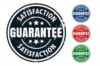 Satisfaction guarantee rubber stamp seal design set Free Vector