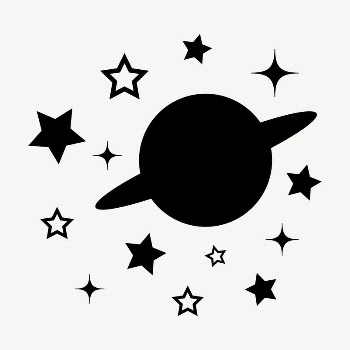 Saturn, galaxy clipart, black stars | Free Vector - rawpixel