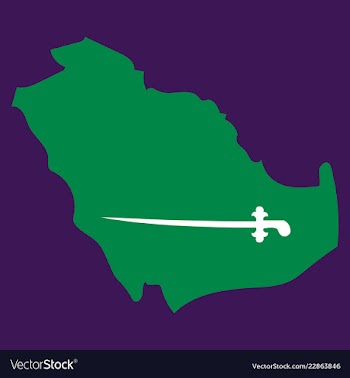 Saudi arabia map with flag vector image