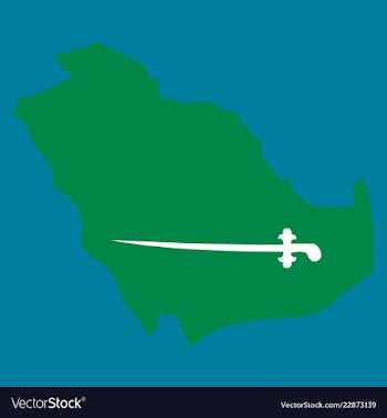 Saudi arabia map with flag vector image