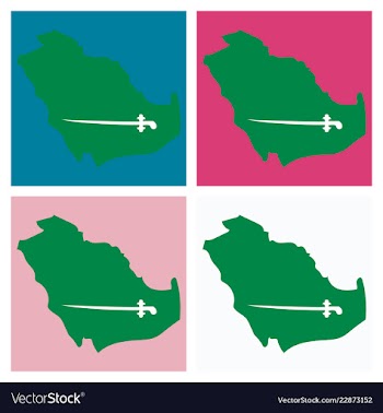 Saudi arabia map with flag vector image