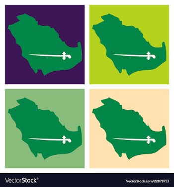 Saudi arabia map with flag vector image