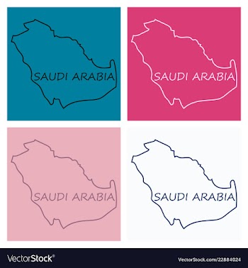Saudi arabia map with flag vector image
