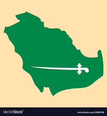 Saudi arabia map with flag vector image
