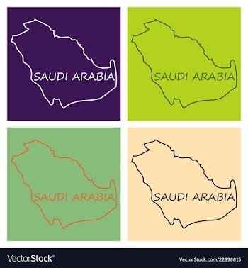 Saudi arabia map with flag vector image