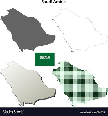Saudi Arabia outline map set vector image