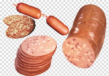 Sausage Bratwurst Bockwurst Ham Bacon, Sliced ​​bacon and ham transparent background PNG clipart