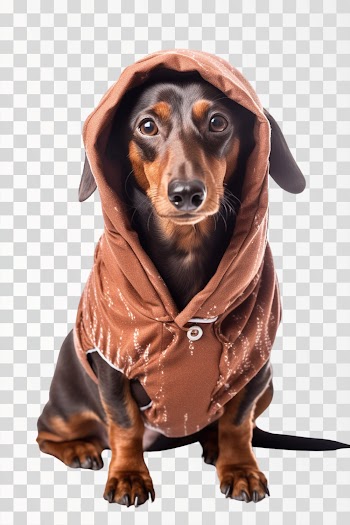 sausage dog in accessories for dog - png transparent background