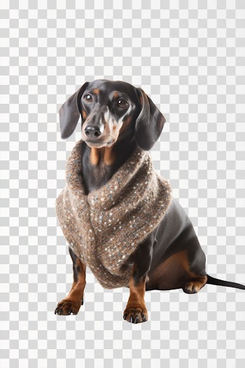 sausage dog in accessories for dog - png transparent background