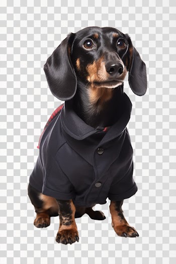 sausage dog in accessories for dog - png transparent background