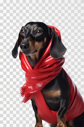 sausage dog in accessories for dog - png transparent background