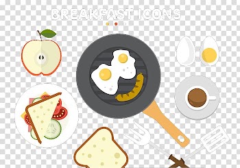Sausage Fried egg Breakfast Food, A collection of colorful flat style breakfast foods transparent background PNG clipart