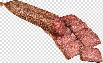Sausage Salami Canapé Cervelat, Sausage transparent background PNG clipart