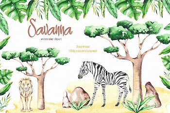 Savanna animal & Tropical clipart