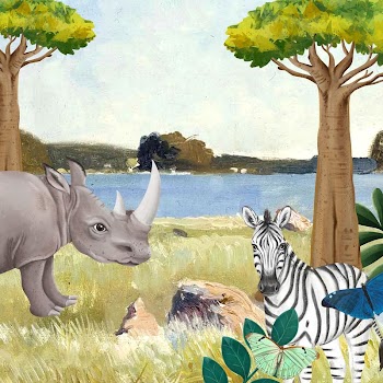 Savanna animals background, drawing design | Free Photo Illustration - rawpixel