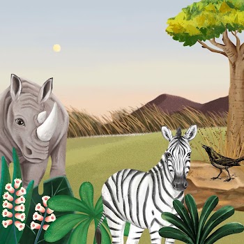 Savanna animals background, drawing design | Free Photo Illustration - rawpixel