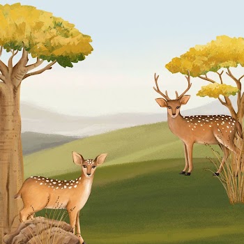 Savanna deer background, drawing design | Free Photo Illustration - rawpixel