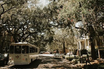 Savannah Georgia Trolly On Street