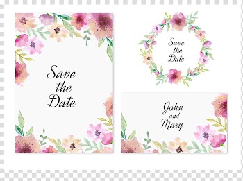 Save The Date floral poster, Watercolor painting Flower Euclidean , Romantic Valentine's Day European invitations transparent background PNG clipart