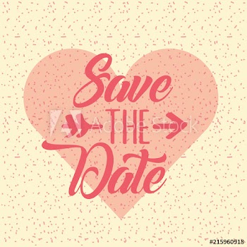 save the date lettering on heart love arrow vector illustration
