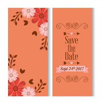Save the date romantic banners with floral decoration Free Vector