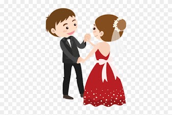 Save The Date Wedding - White Background Cartoon Couples
