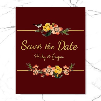 Save the date with floral design vector | Free stock vector - 523659