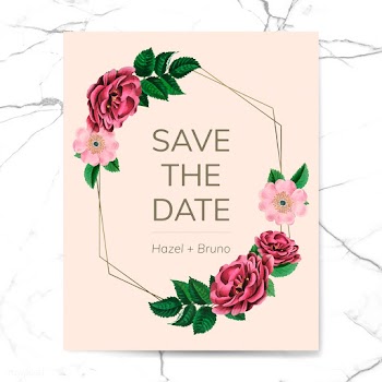 Save the date with floral frame vector | Free stock vector - 520698