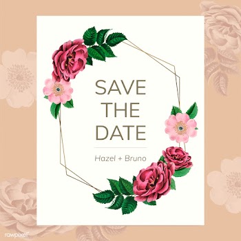 Save the date with floral frame vector | Free stock vector - 520701
