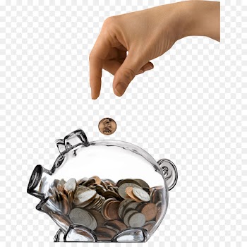 Saving Money Debt Funding Bank - Save money into the transparent pig piggy bank 