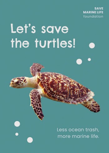 Saving turtle poster template, sea | Free PSD Template - rawpixel