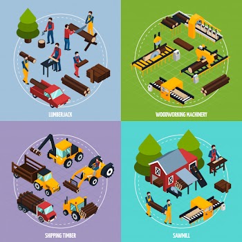Sawmill isometric design concept Free Vector