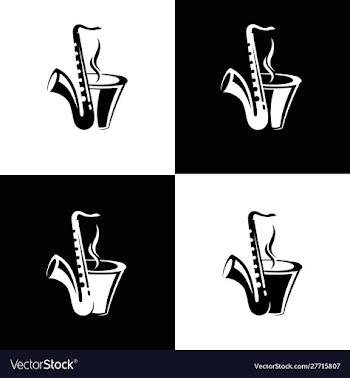 Saxophone and coffee logo template vector image