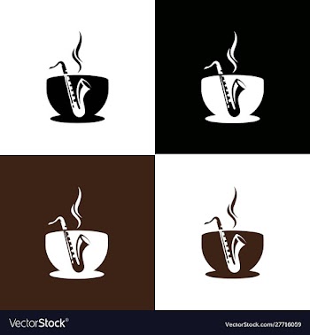 Saxophone coffee logo vector image