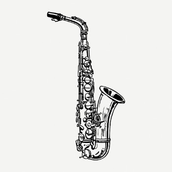 Saxophone drawing, musical instrument vintage | Free PSD - rawpixel
