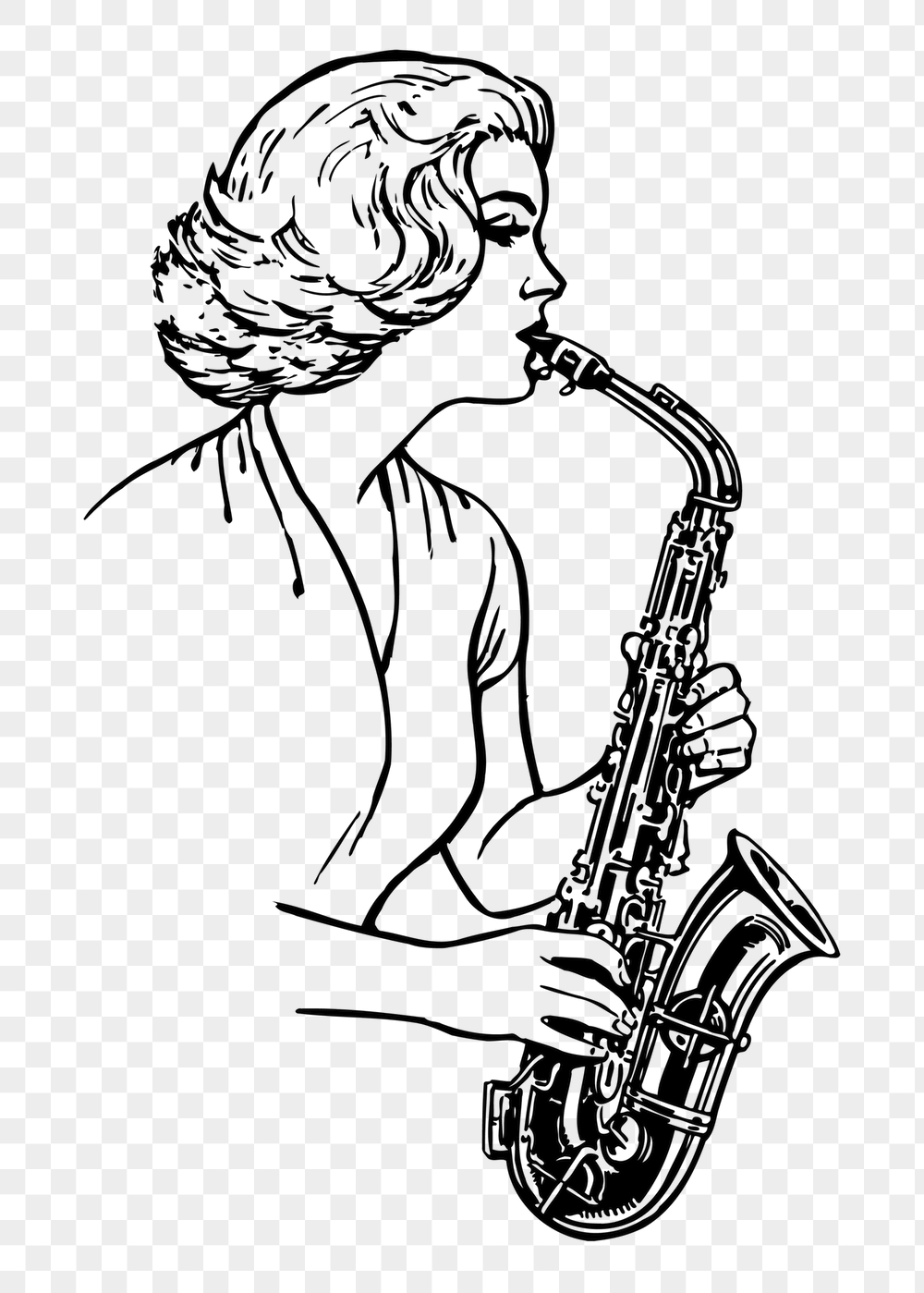 Saxophonist png sticker, musician vintage | Free PNG - rawpixel