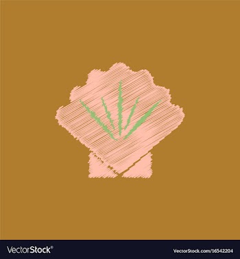 Scallop sea shell sketch style in hatching style vector image