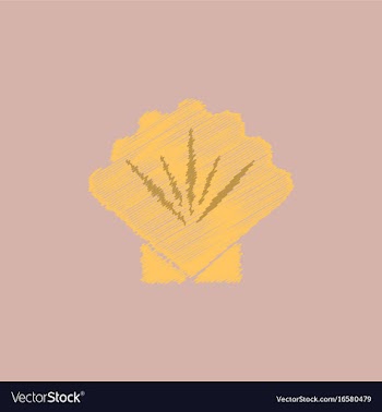 Scallop sea shell sketch style in hatching style vector image
