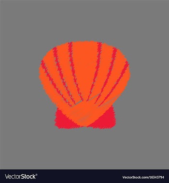 Scallop sea shell sketch style realistic vector image