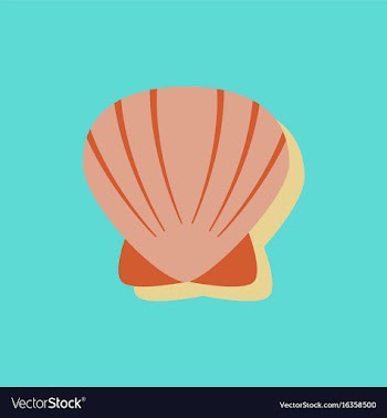 Scallop sea shell sketch style realistic vector image