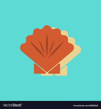 Scallop sea shell sketch style realistic vector image