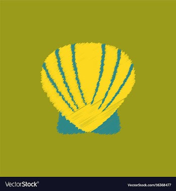 Scallop sea shell sketch style realistic vector image
