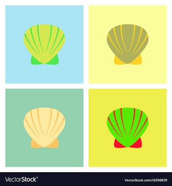Scallop sea shell sketch style realistic vector image