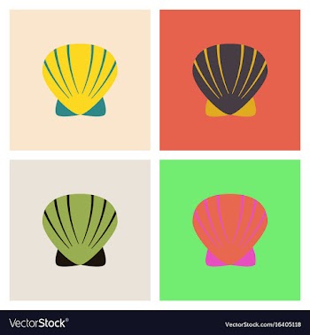 Scallop sea shell sketch style realistic vector image