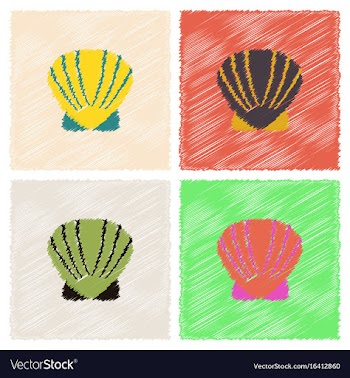 Scallop sea shell sketch style realistic vector image