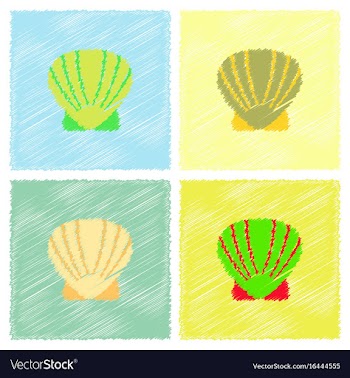 Scallop sea shell sketch style realistic vector image